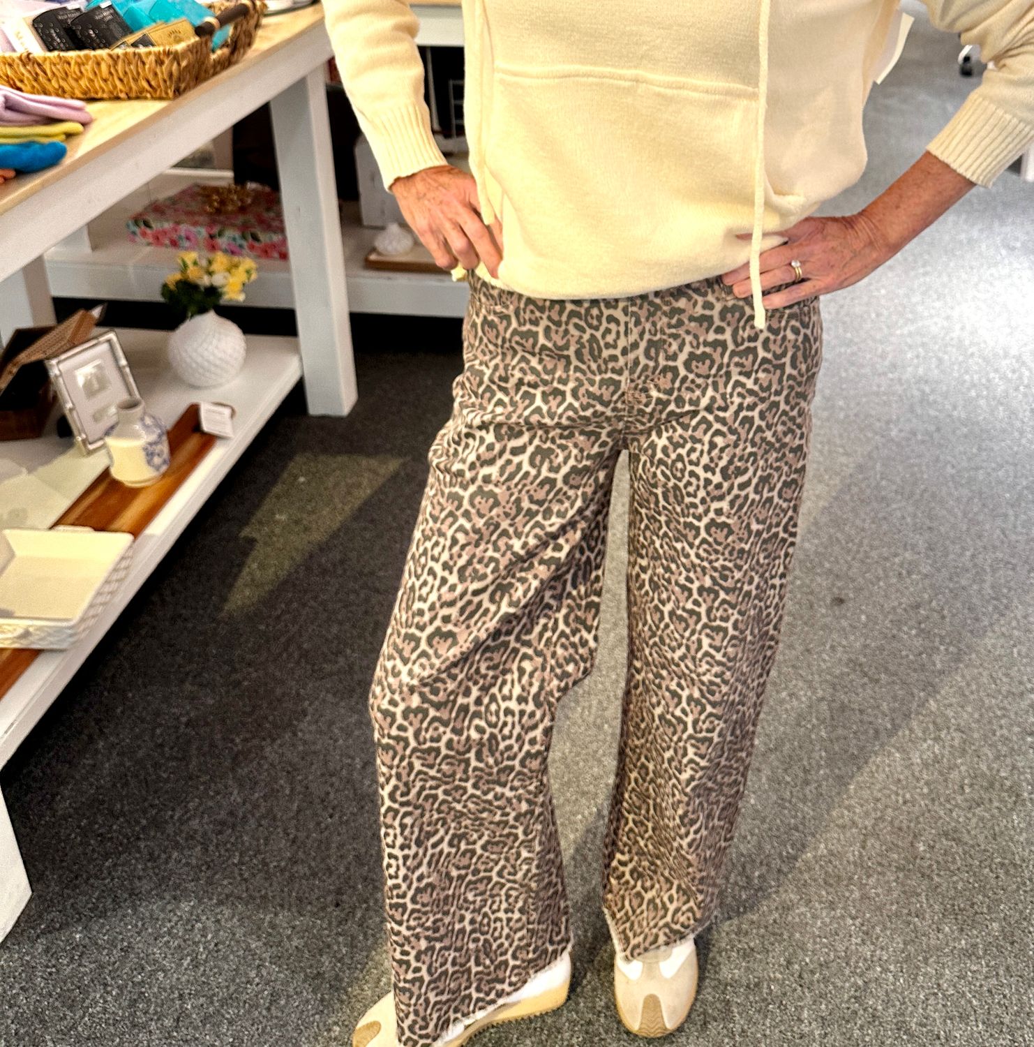 Leopard Frayed Edge Jeans