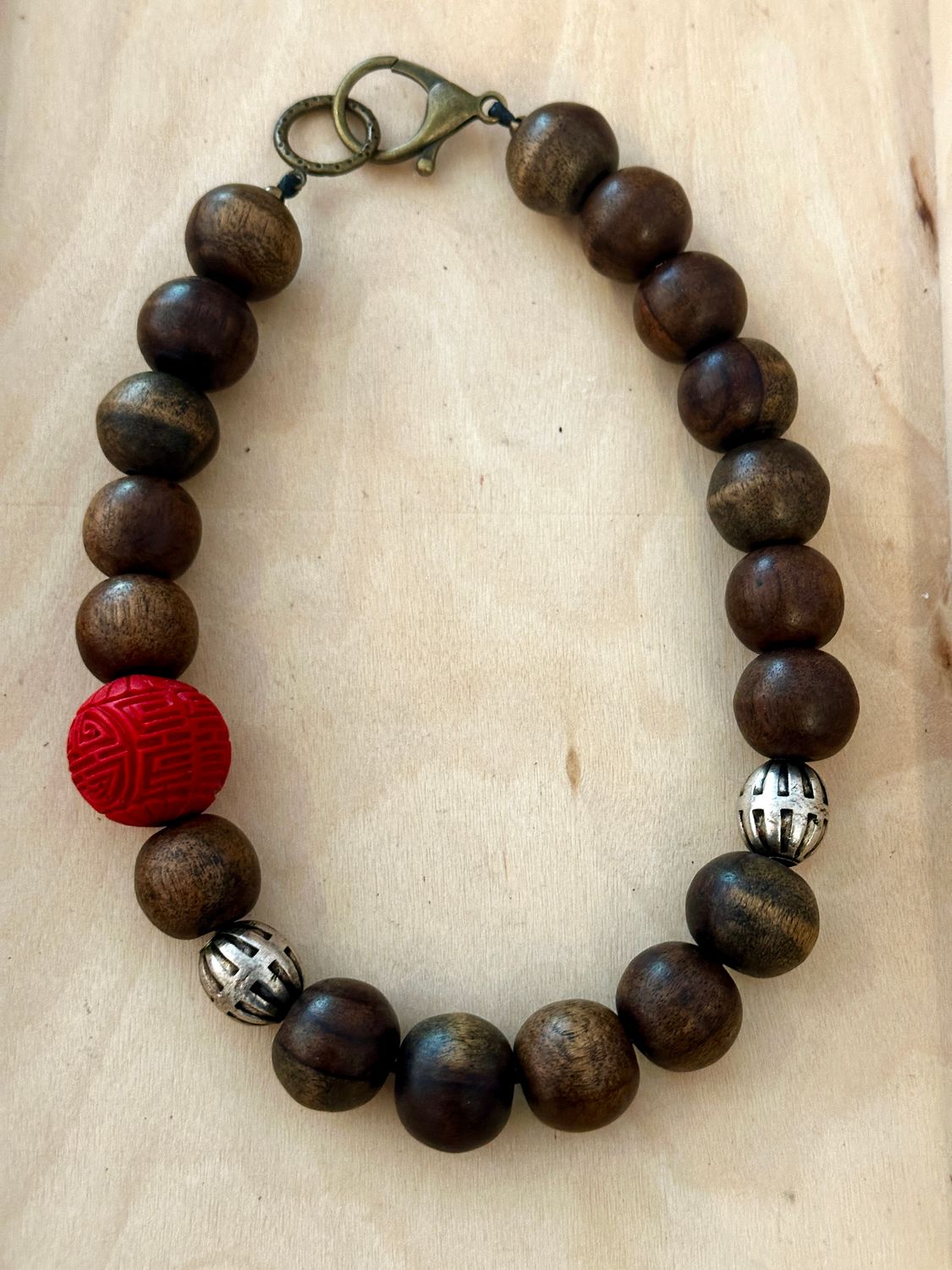 Cinnabar &amp; Wood Necklace