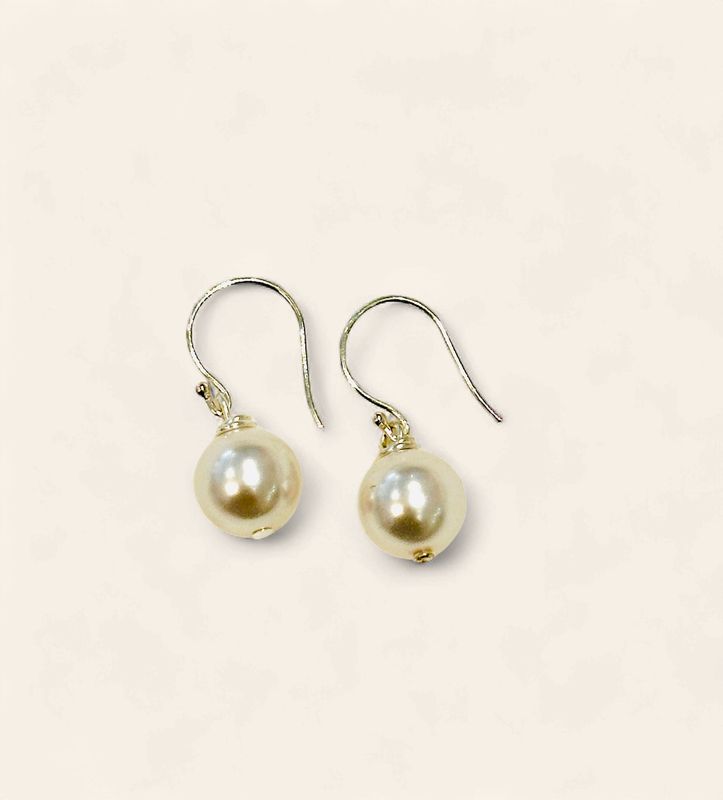 Sterling &amp; Crystal Pearl Earring 10mm