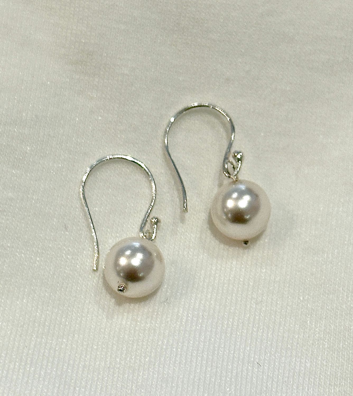 Crystal Pearl Dangle Earrings, Metal: Sterling Silver
