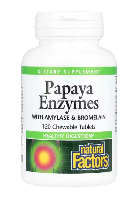 Papaya Enzymes with Amylase &amp; Bromelain 120 Chewable Tablets