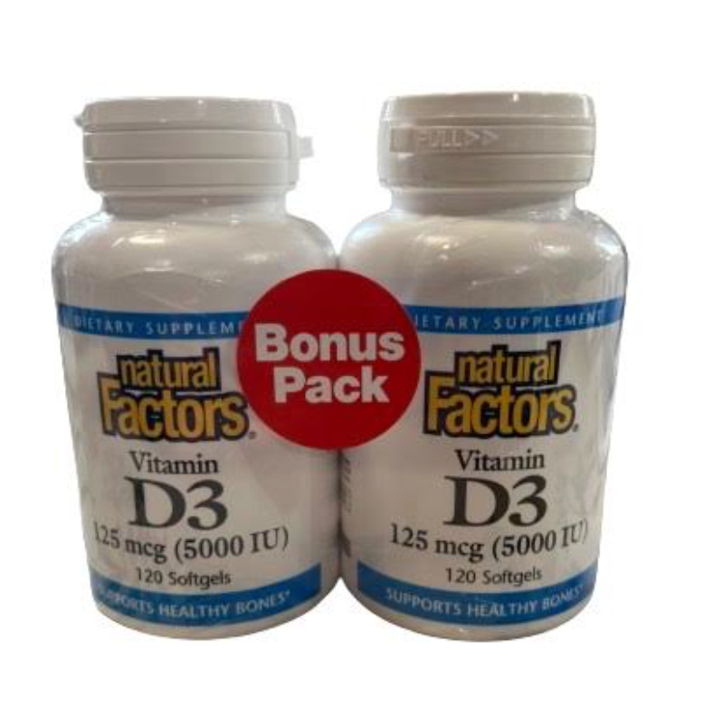 Vitamin D3 Bonus Pack 5000 iu (240 softgels total)