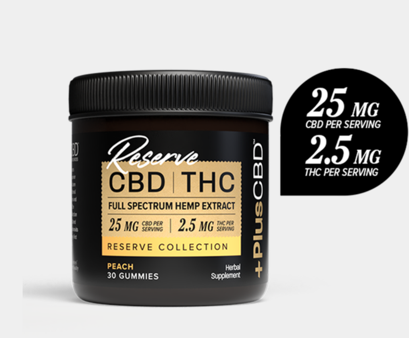 CBD Gummies Reserve 25mg CBD | 2.5mg THC 30ct Peach