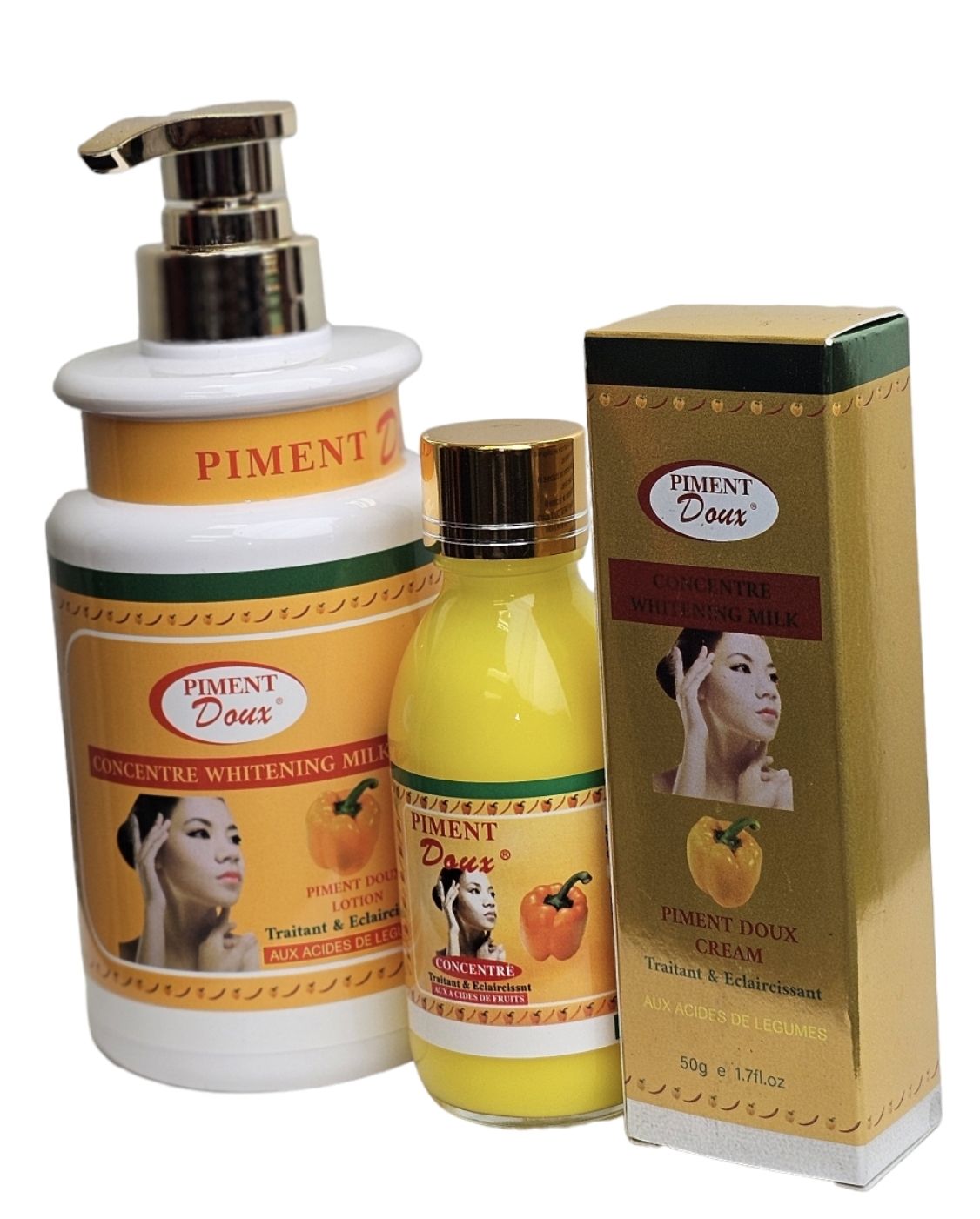 Skin whitening piment doux Lotion, Serum and tube cream for skin whitening