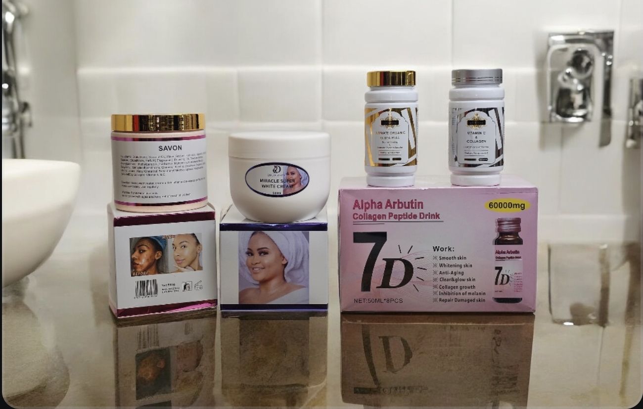 Skin whitening Miracle Super White Cream Strong Whitening Body And cream soap, glutathione gellule, collagen and vitamin c