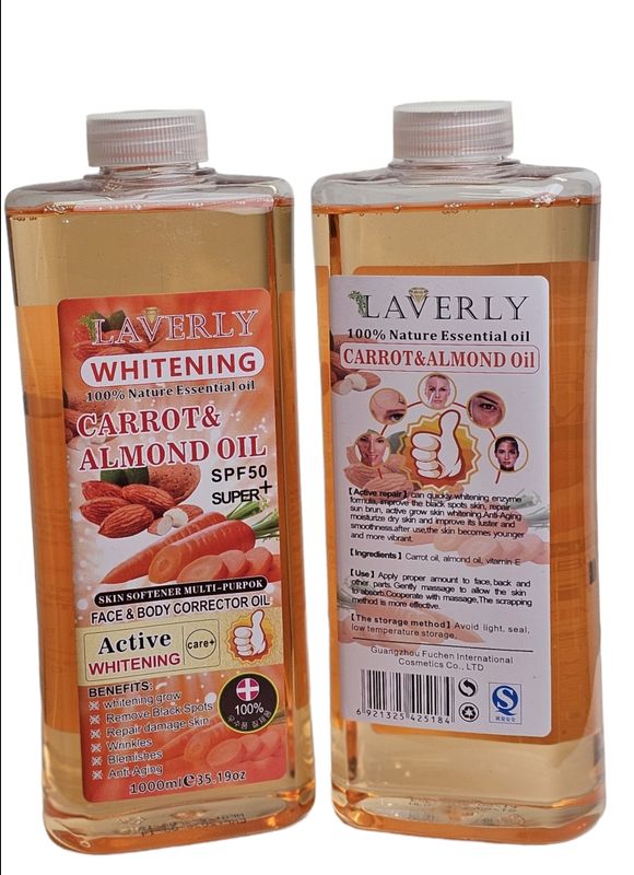 Organic Full Body Whitening Dark Black Skin Effective Gluta, Carrots & Almond Oil