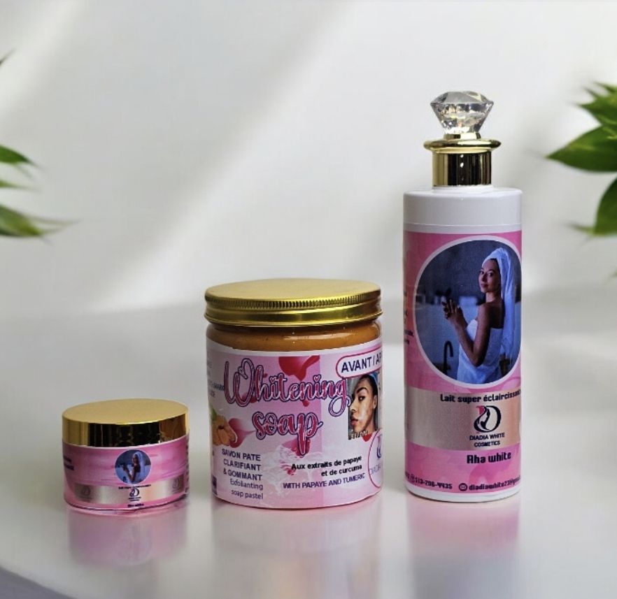 Handmade Skin  Whitening Set Body Lotion  Face Cream And Soap Skin Whitening Set