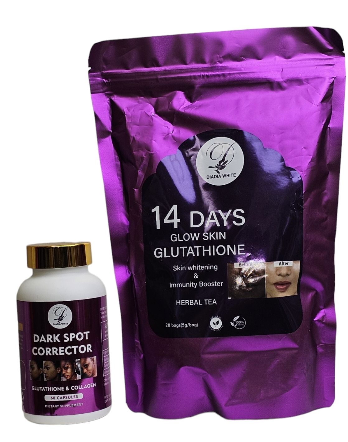 Moisturize Skin  Glow Tea Purifies Detox Anti-Aging Lightening Tea and glutathione pills skin whitening