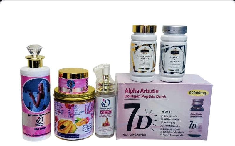 Super Eclaircisant Glutathion Body lotion serum & Face Cream Whitening Booster, gellule and collagen vitamin c