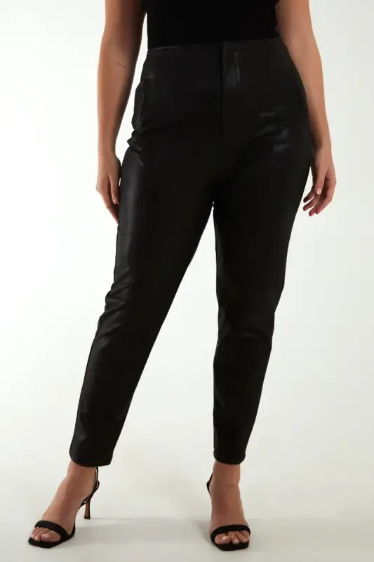 CURVE MATTE FAUX LEATHER TAILORED TROUSER