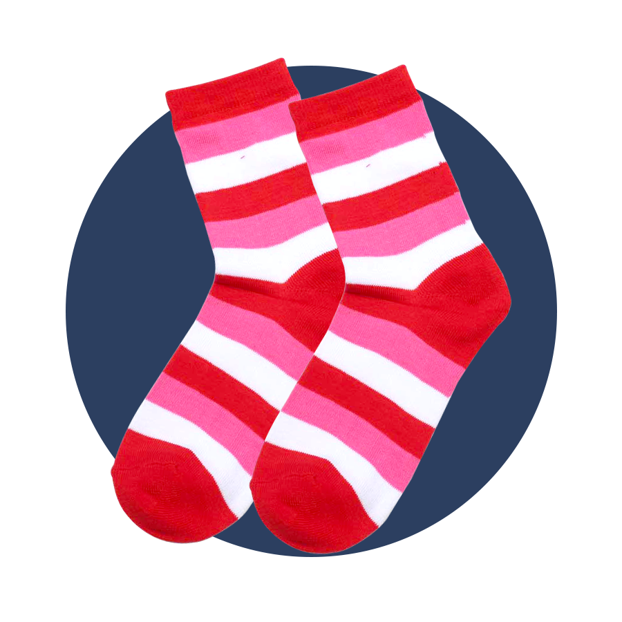 White, Red and Pink Line Socks