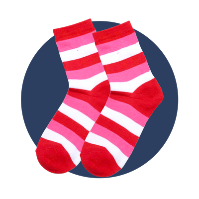 White, Red and Pink Line Socks