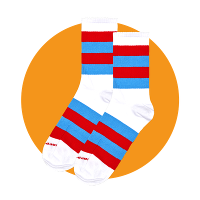 White Socks with Blue and Red Lines
