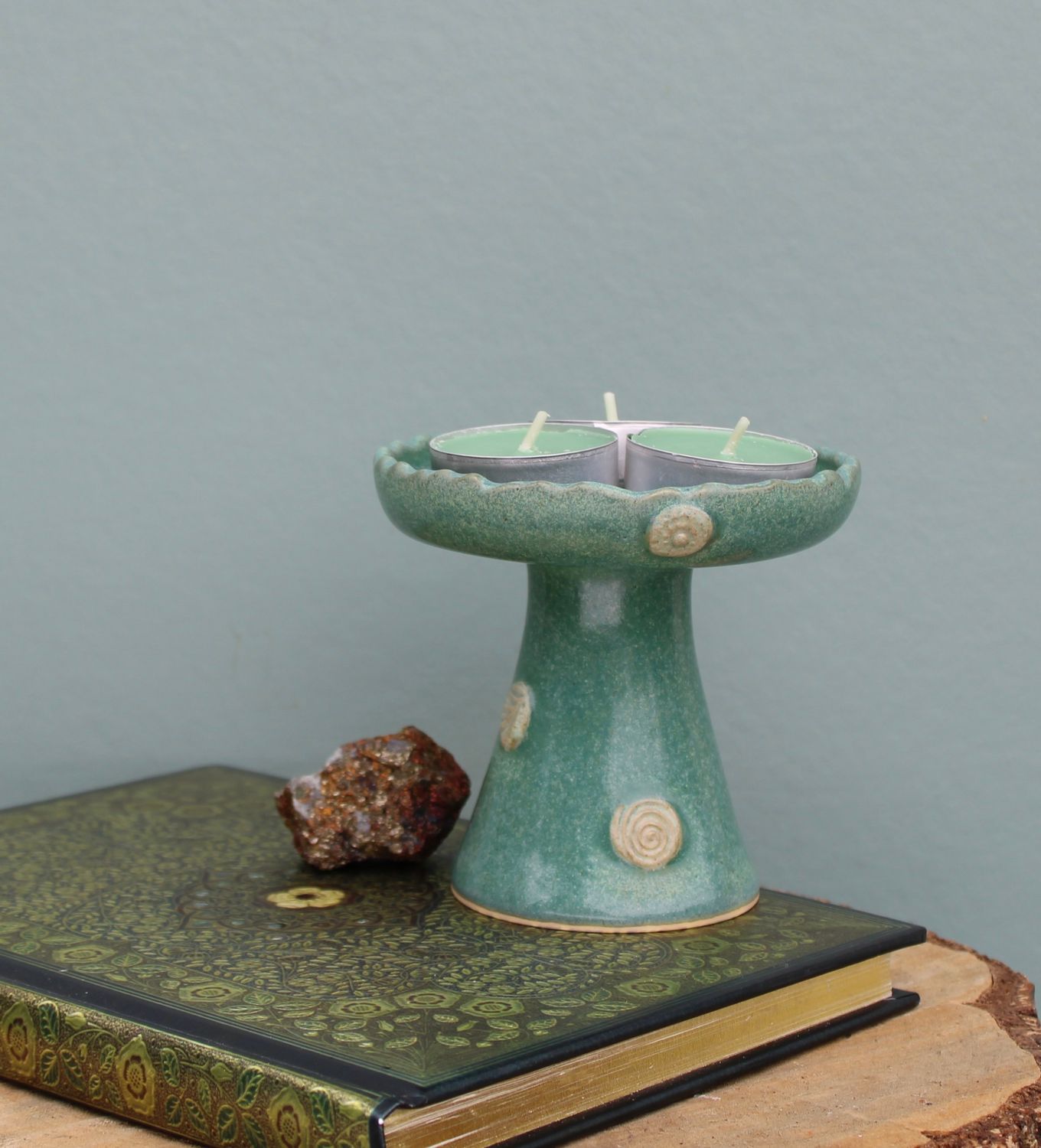 Candle Holder/ Green-Teal