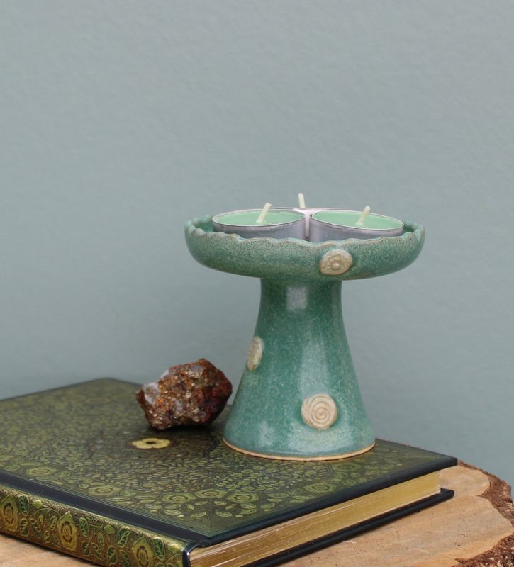 Candle Holder/ Green-Teal
