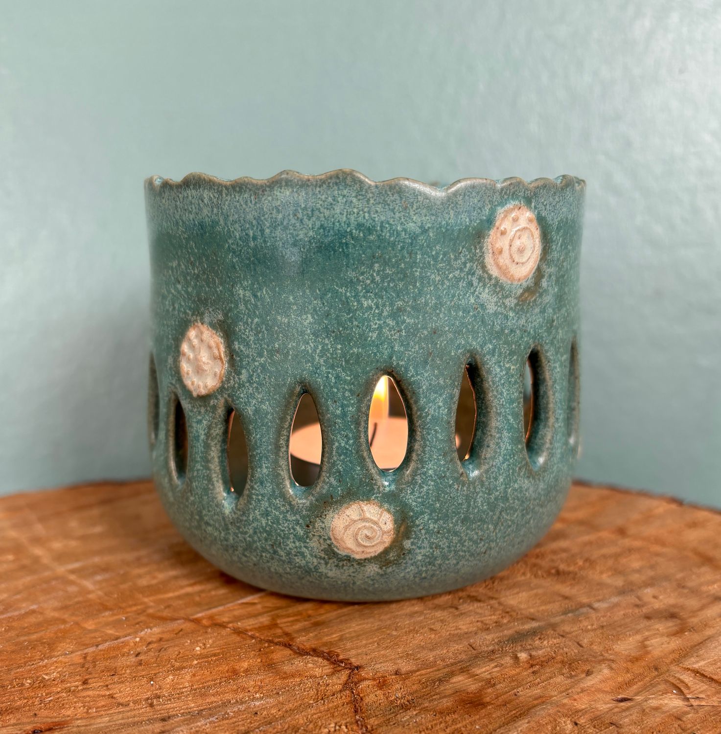 Tea Light Holder / Green-white