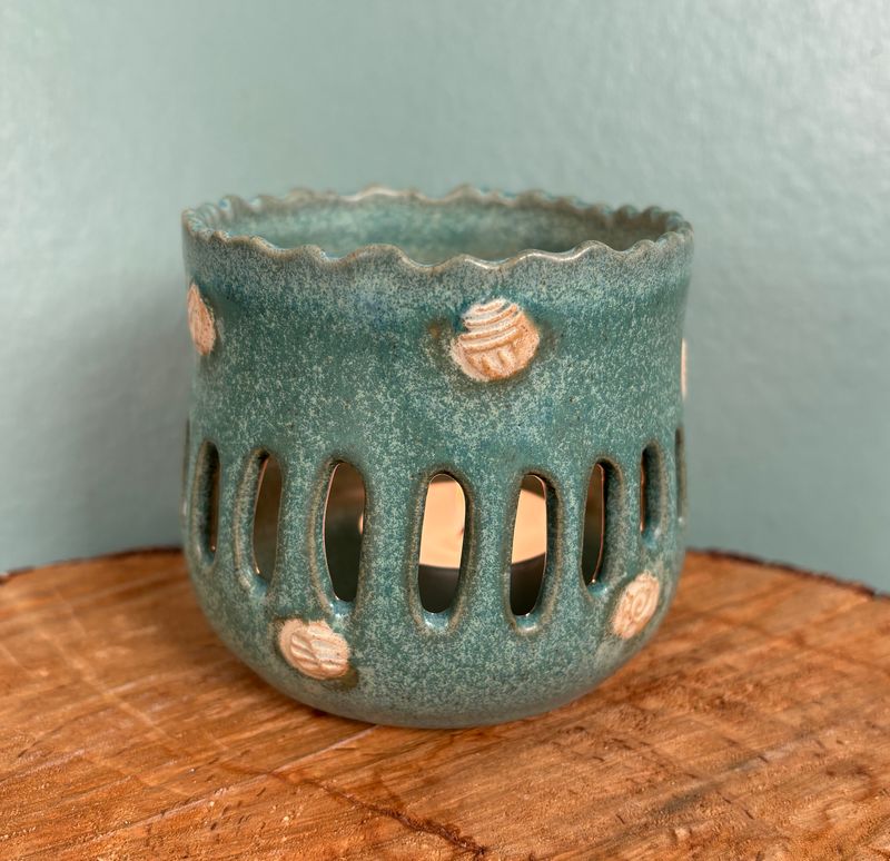 Tea Light Holder / Green-white