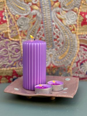 Ceramic Candle Holder- Square/ Purple