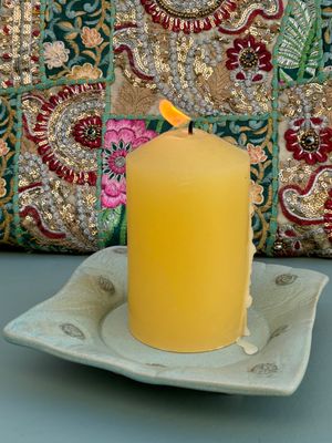 Ceramic Candle Holder- Square/ Teal
