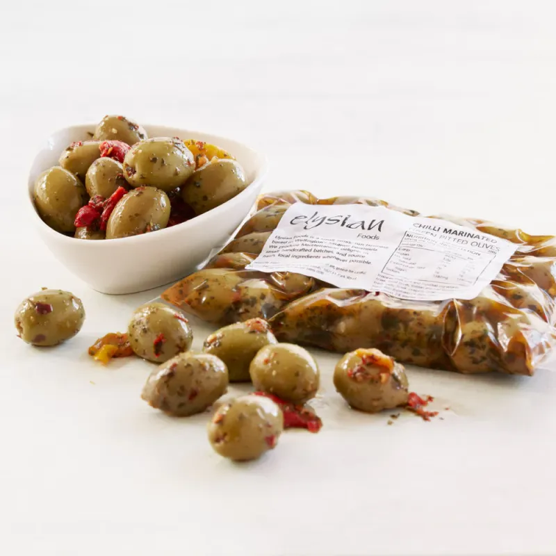 Chilli  Marinated Green Pitted Olives