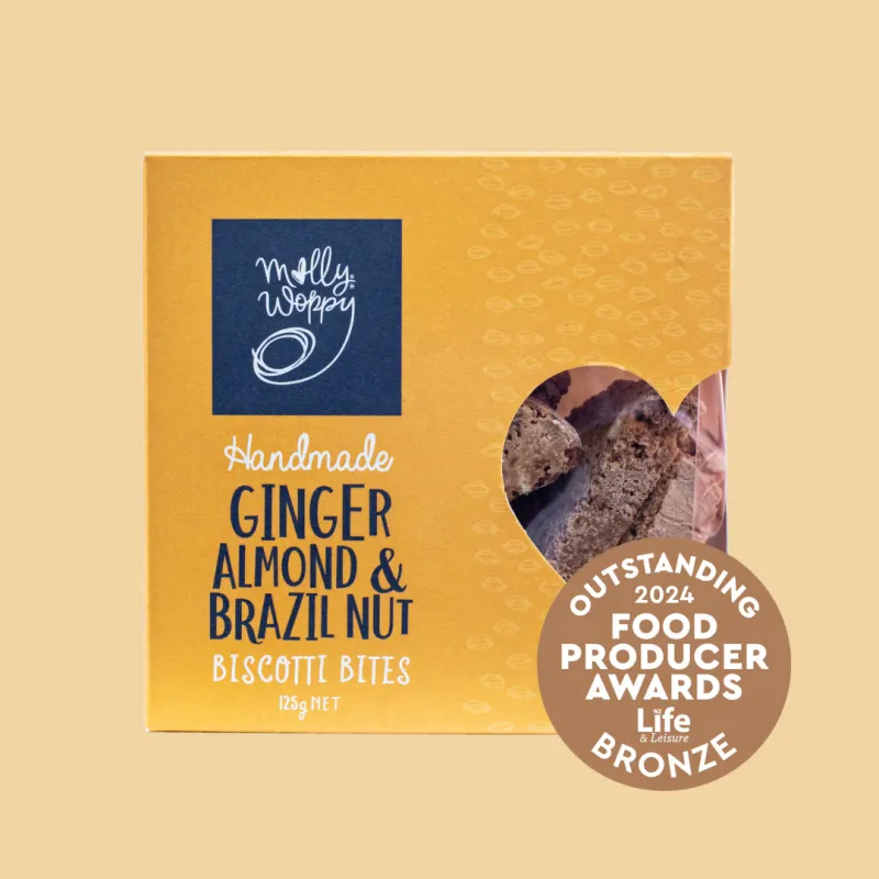 Molly Whoppy's Handmade Ginger Almond and Brazil Nut Biscotti Bites