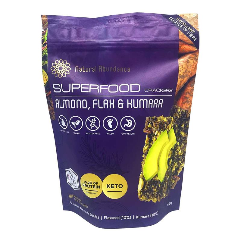 Natural Abundance Keto Almond, Flax and Kumara Superfood Crackers