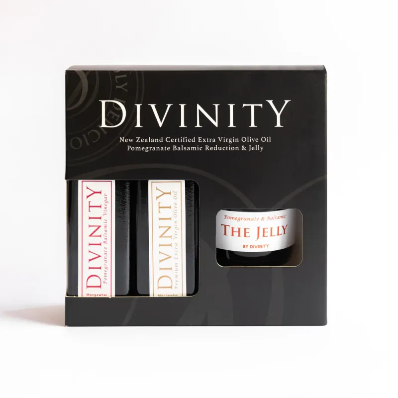 Divinity Platter Pack - Frantoio Extra Virgin Olive Oil, Pomegranate Balsamic Vinegar Reduction & Pomegrante Balsamic Jelly Divinity Platter Pack - Frantoio Extra Virgin Olive Oil, Pomegranate Balsamic Vinegar Reduction & Pomegrante Balsamic Jelly