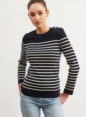 SAINT JAMES Blue Striped Wool Sweater SAINT JAMES Blue Striped Wool Sweater