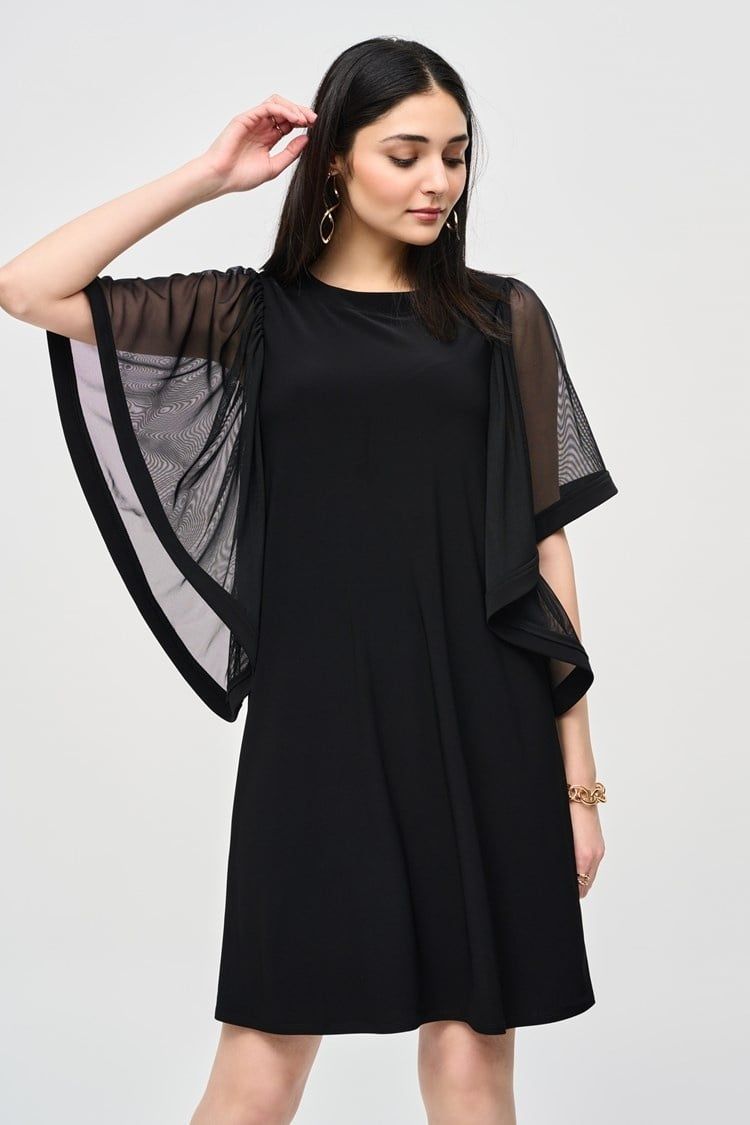 JOSEPH RIBKOFF Sheer Sleeved Dress