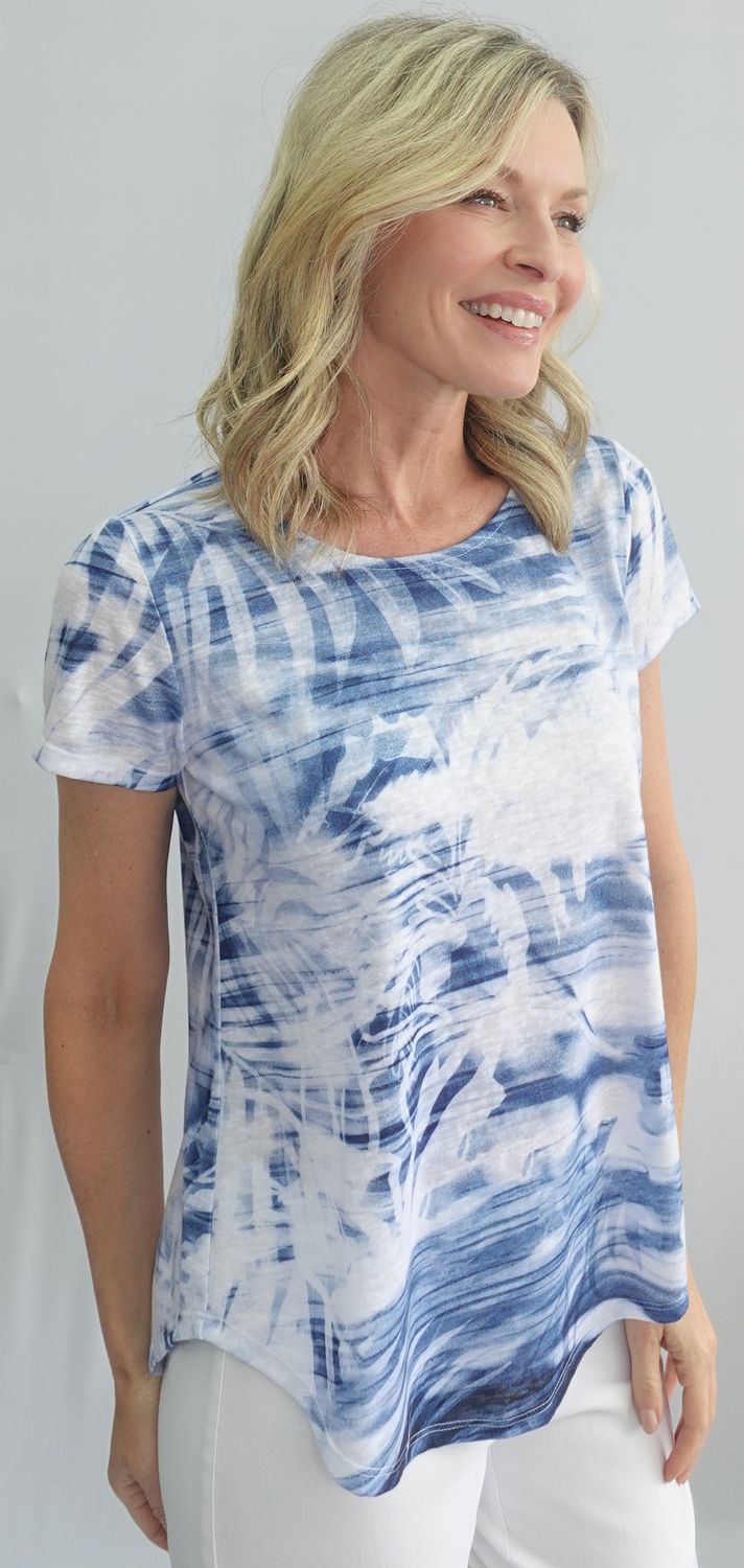 SOFTWORKS Short Sleeve Printed Top