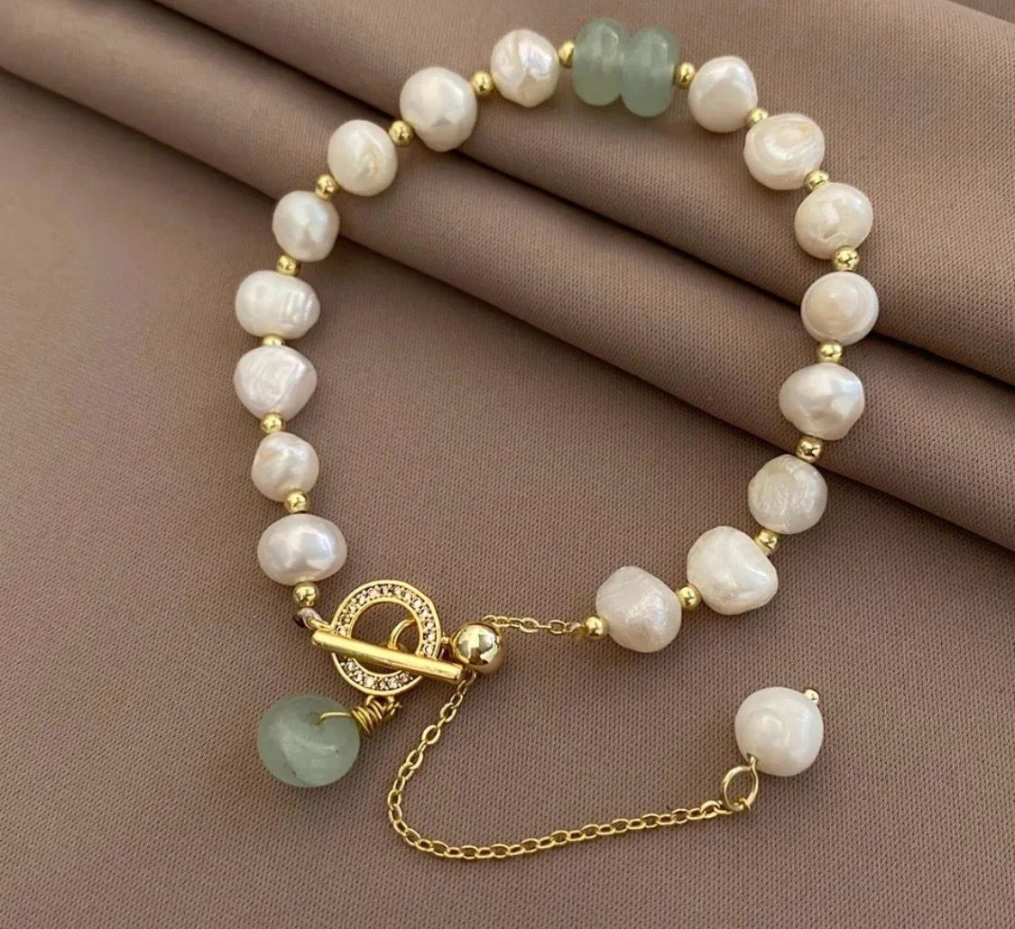 Bracelet Baroque Freshwater Pearl Jade
