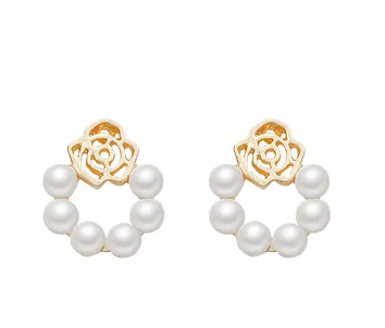 Round pearl earrings