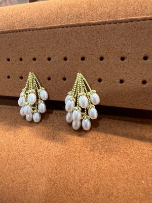 925 Silver Pin Baroque Pearl Tassel Dangle Stud Earrings