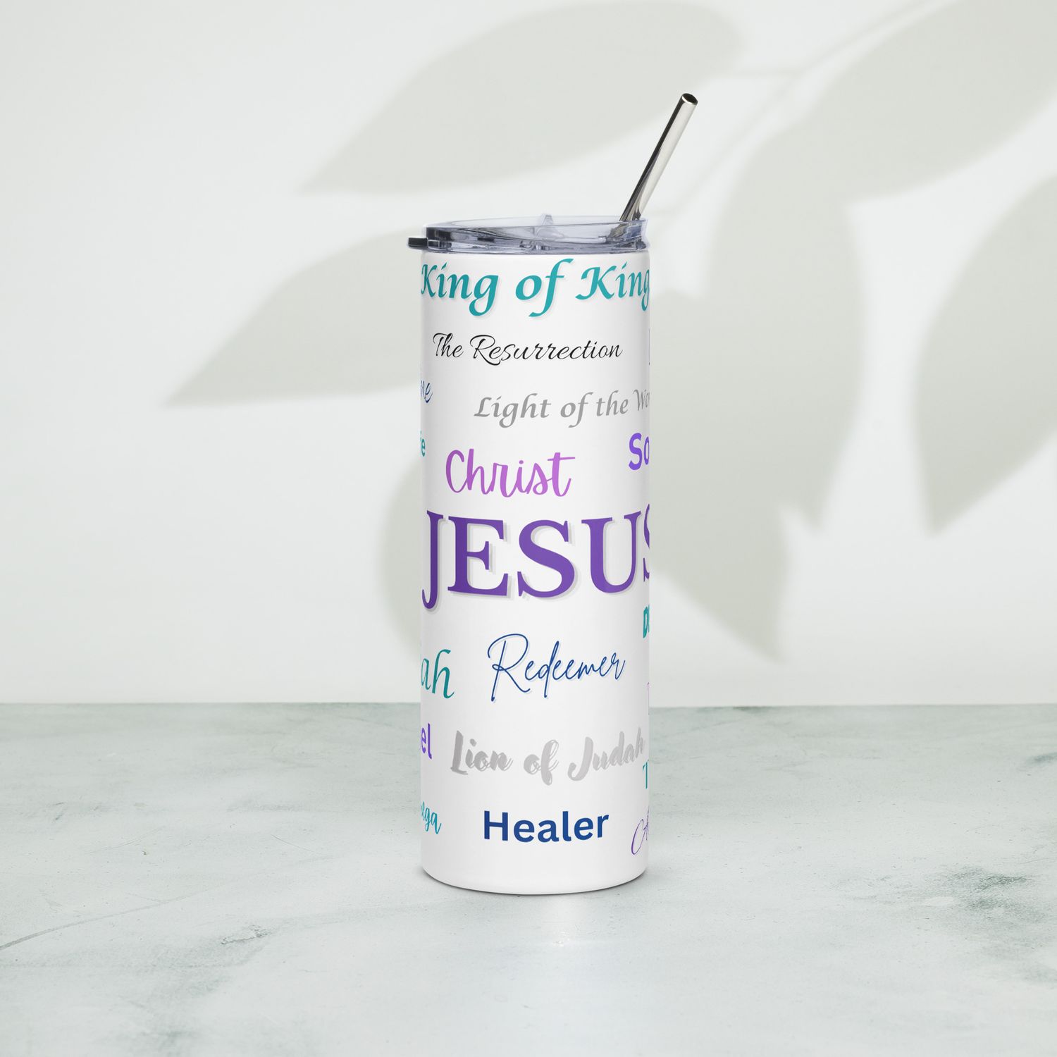 Jesus Names Tumbler Purple