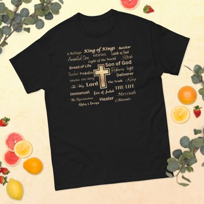 Names of Jesus w/Cross Gold T-shirt