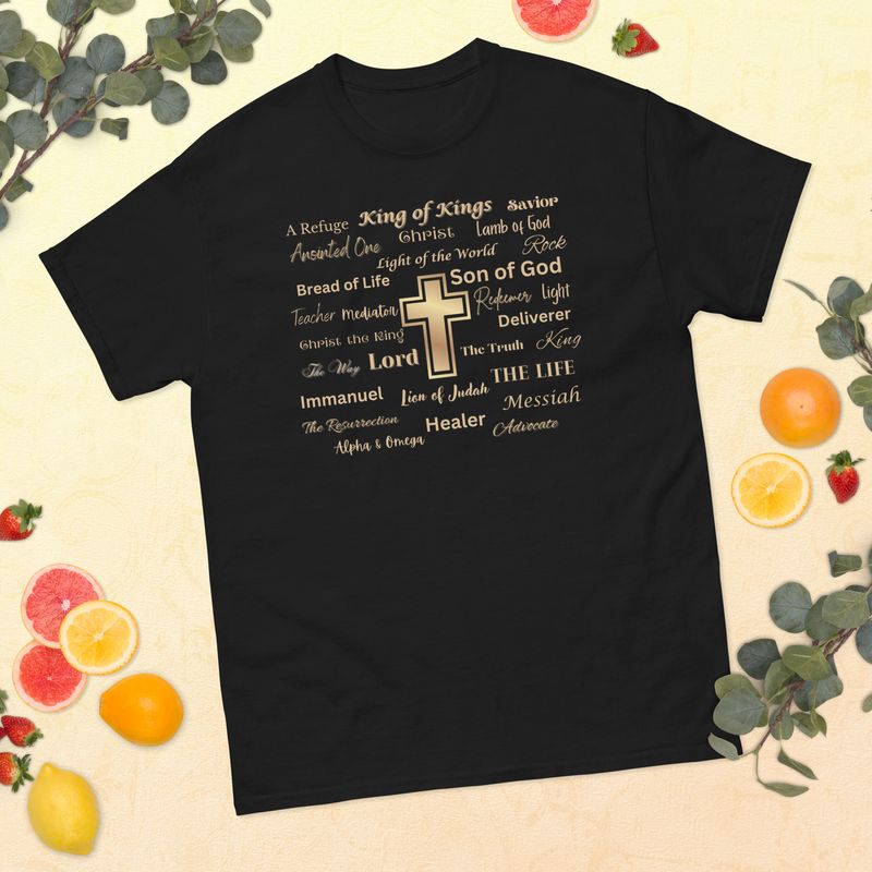 Names of Jesus w/Cross Gold T-shirt