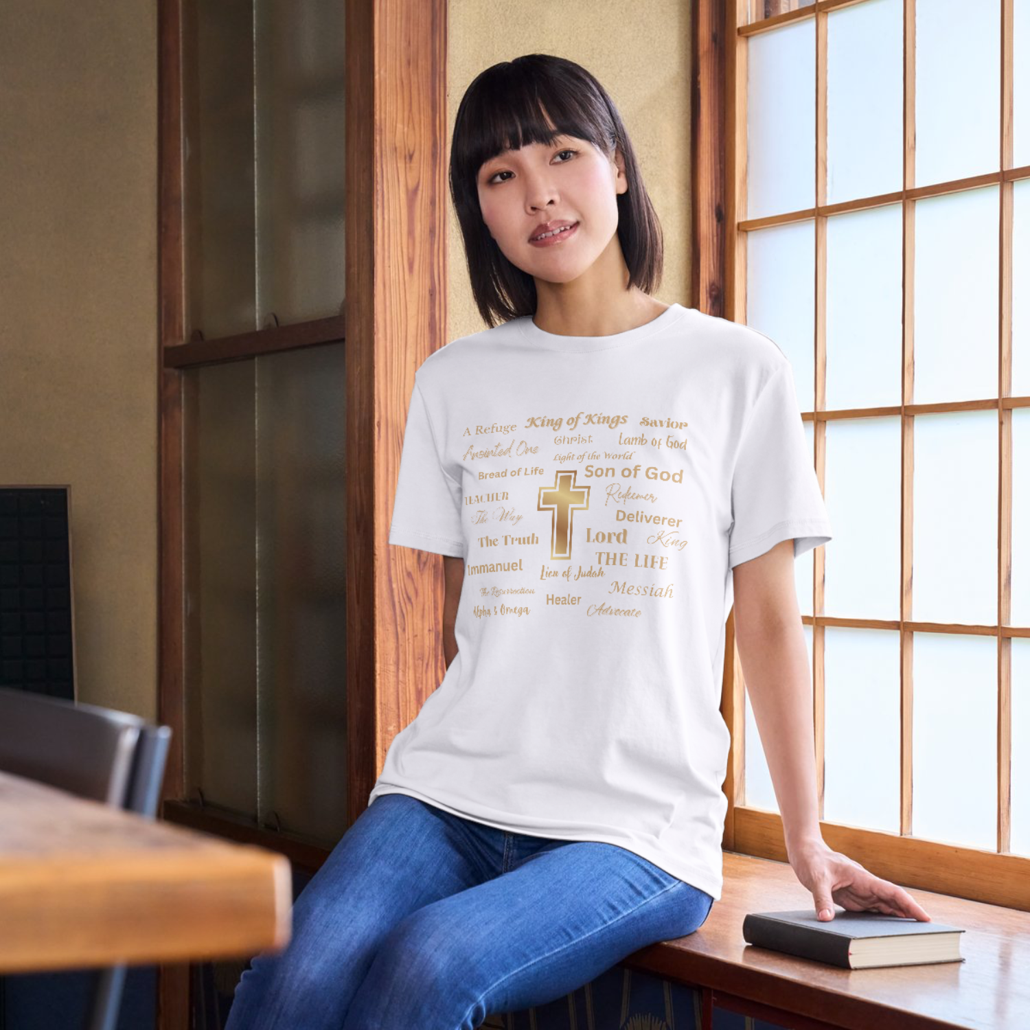 Names of Jesus w/Cross Gold T-shirt