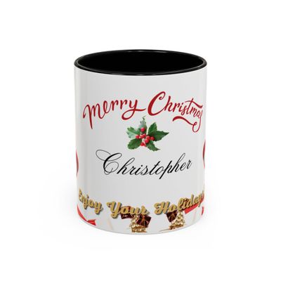 Personalized Name Mugs Merry Christmas Accent Coffee Tea Mugs For the Holidays