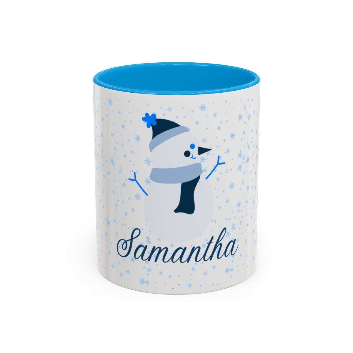 Personalized Christmas Coffee Mug Snowman , Size: 11oz, Colors: Light Blue