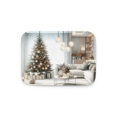 Cozy Living Room Christmas Scene Memory foam bath mat
