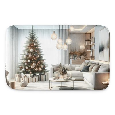Cozy Living Room Christmas Scene Memory foam bath mat