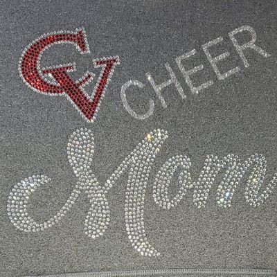 PRE-ORDER Rhinestone CV / MOM with glitter CHEER or FOOTBALL Black Hoodie Sweatshirt - PICK YOUR COLOR &amp; SPORT