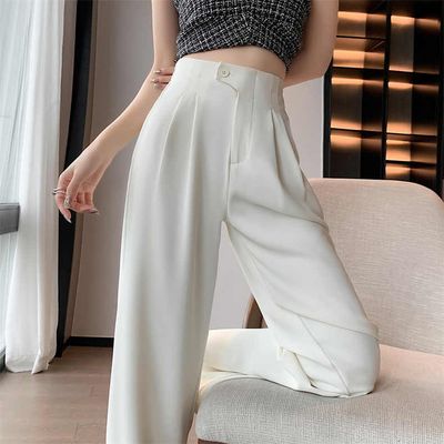 New Spring And Autumn Slimming High Waist Straight High-end Wide Leg Trendy Pants