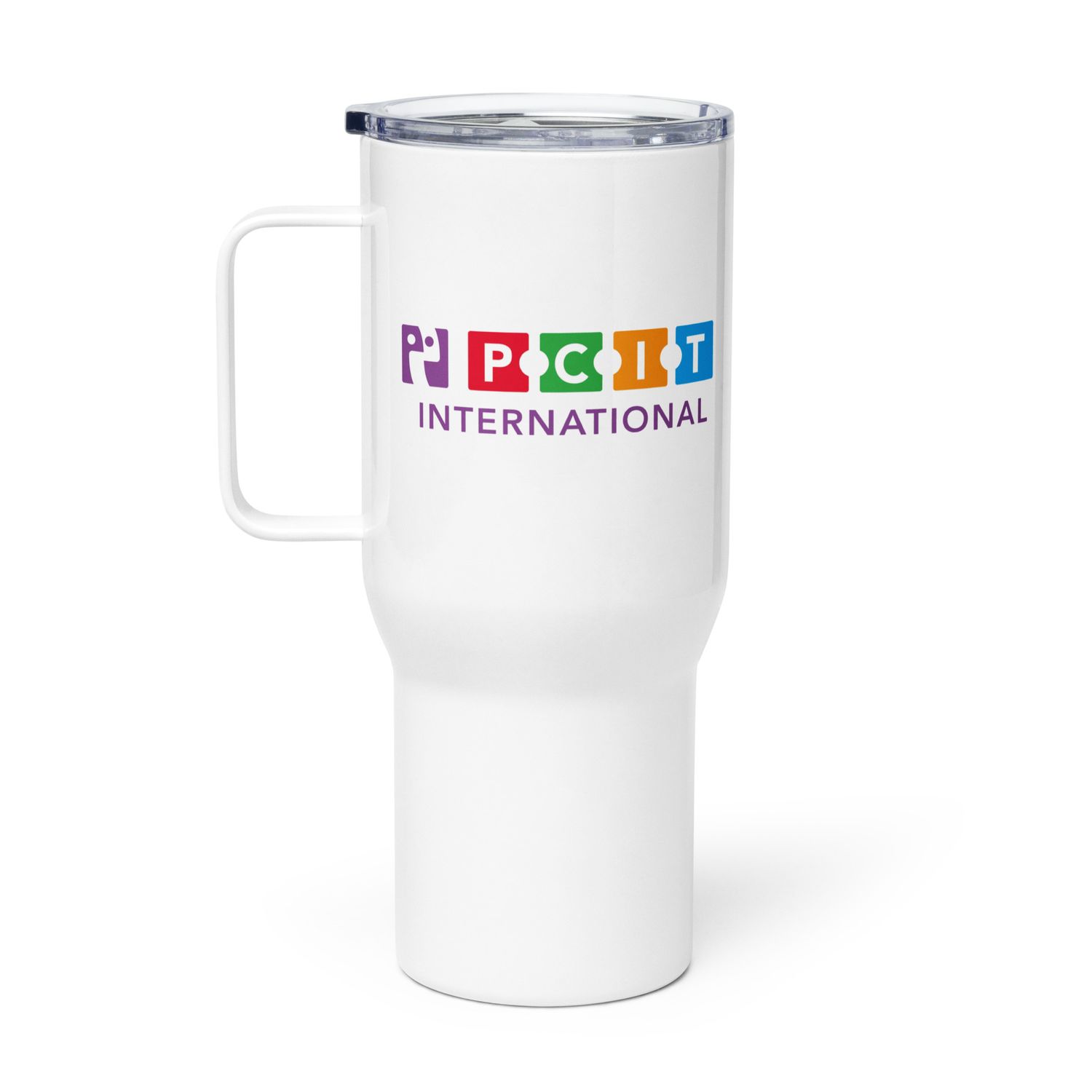 Travel mug with a handle