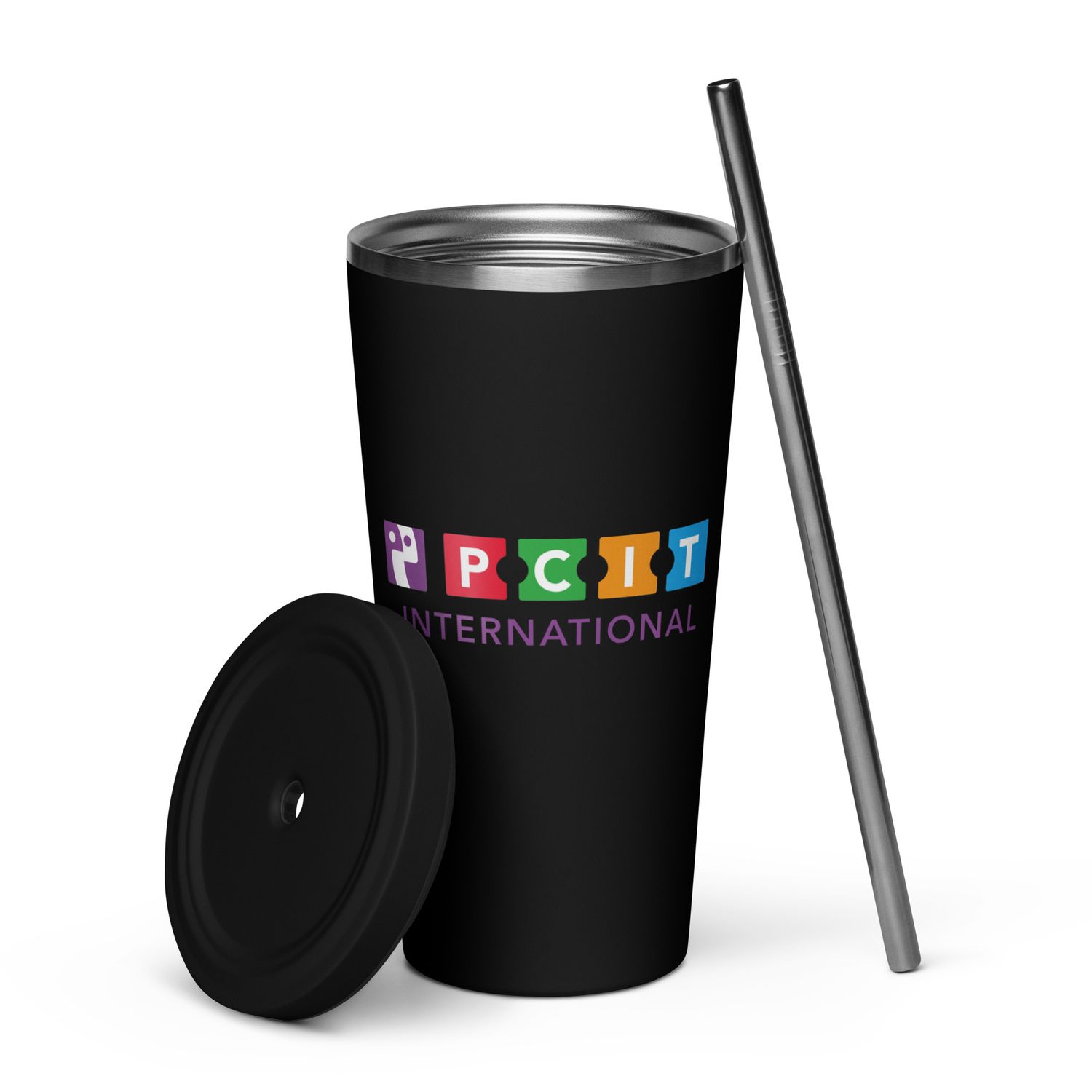 Insulated tumbler with a straw
