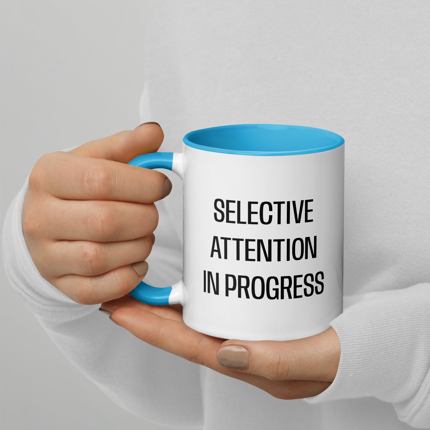 Selective attention in progress mug