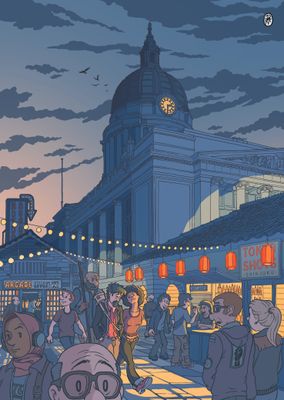 Nottingham Market - signed A4 Print