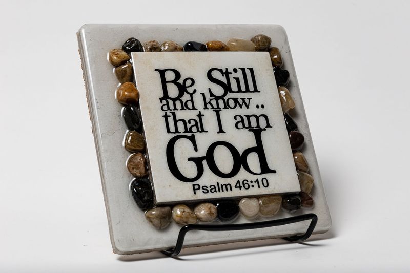 3-in-1 Be Still Hotplate & Counter Plaque - Natural stone resin w/ rocks (6x6)