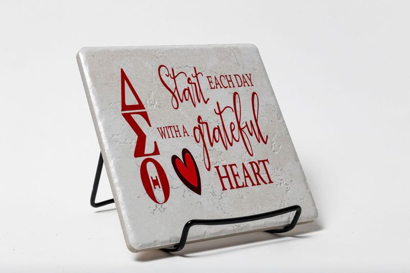 3-in-1 Delta "Start Each Day" Hotplate & Countertop Plaque - Natural stone (6x6)