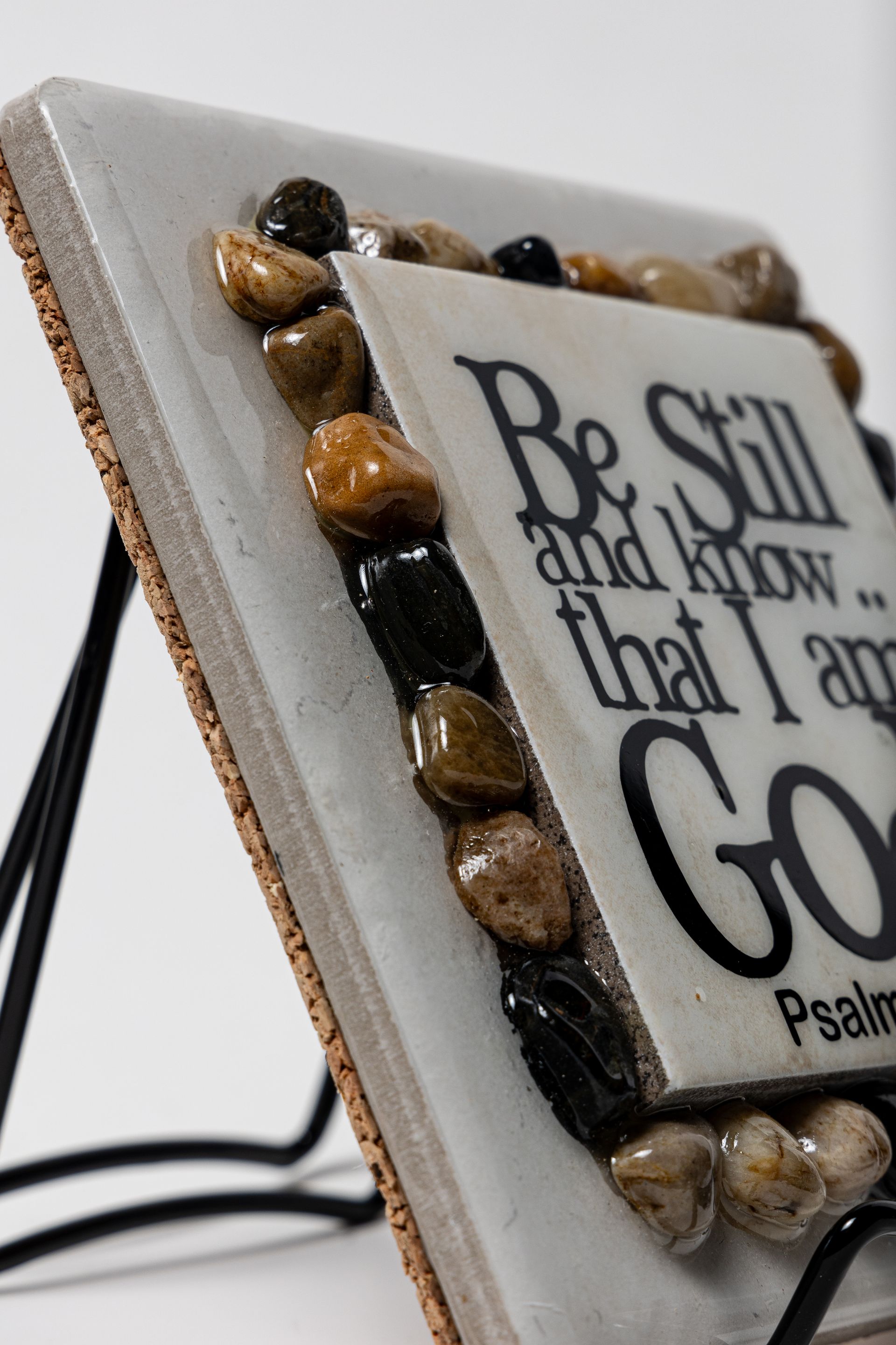 3-in-1 Be Still Hotplate & Counter Plaque - Natural stone resin (Mirror-like) finish with Easel